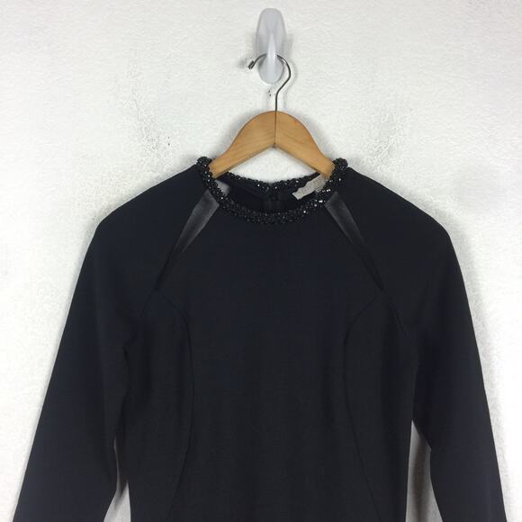 Stella McCartney Black Embellished Neck Mesh Insert Knee Length Dress Size 44 - Picture 4 of 13